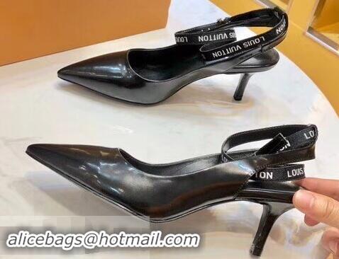 Affordable Price Louis Vuitton Heel 5cm Call Back Open Back Pumps LV95606 Black 2019