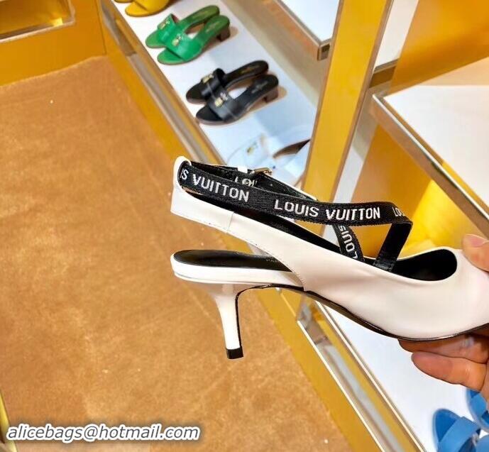 Promotion Louis Vuitton Heel 5cm Call Back Open Back Pumps LV95606 White 2019