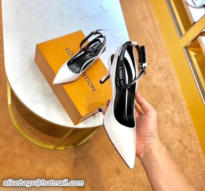 Promotion Louis Vuitton Heel 5cm Call Back Open Back Pumps LV95606 White 2019