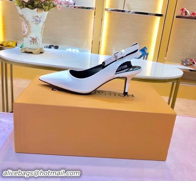 Promotion Louis Vuitton Heel 5cm Call Back Open Back Pumps LV95606 White 2019