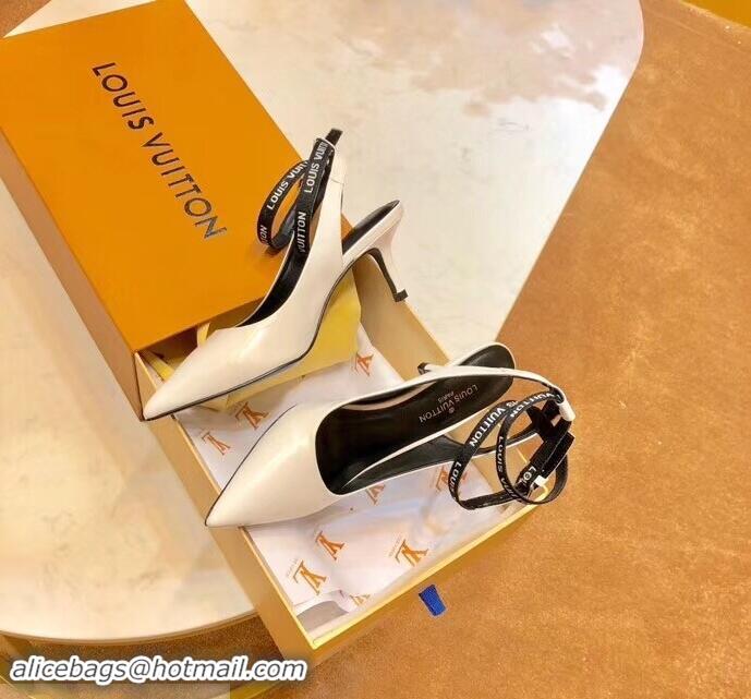 Promotion Louis Vuitton Heel 5cm Call Back Open Back Pumps LV95606 White 2019