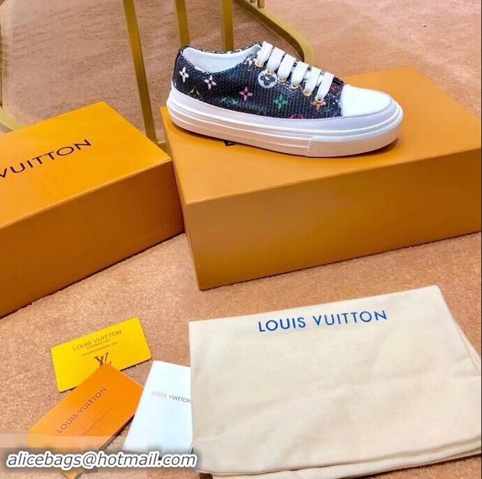 Promotion Louis Vuitton Monogram Denim Stellar Sneakers LV95610 Black 2019