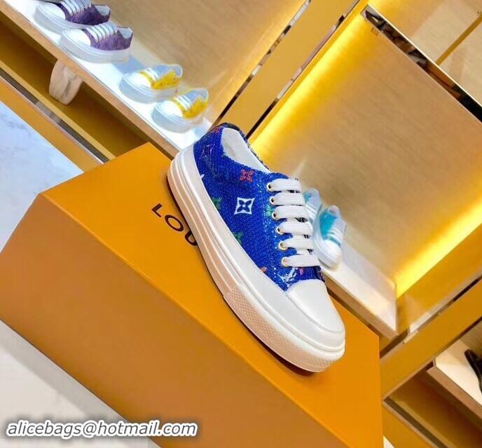 Grade Luxury Louis Vuitton Monogram Denim Stellar Sneakers LV95610 Blue 2019