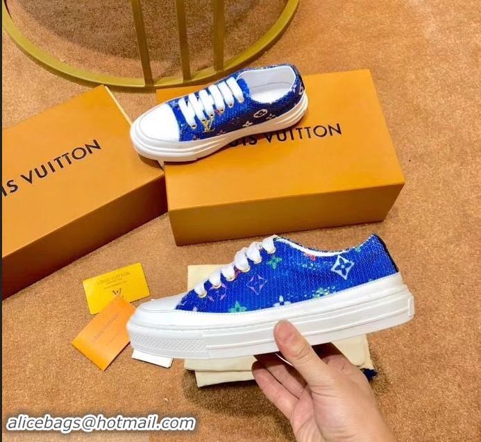 Grade Luxury Louis Vuitton Monogram Denim Stellar Sneakers LV95610 Blue 2019