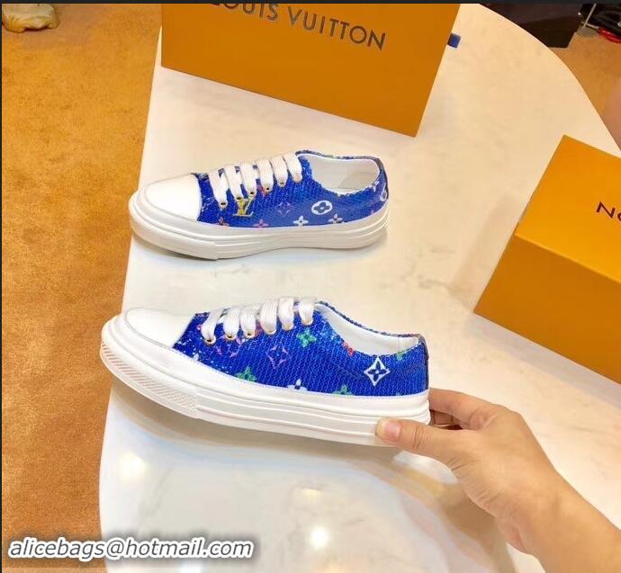 Grade Luxury Louis Vuitton Monogram Denim Stellar Sneakers LV95610 Blue 2019