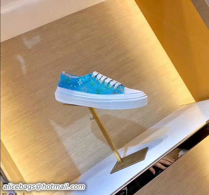 Low Cost Louis Vuitton Monogram Denim Stellar Sneakers LV95610 Turquoise 2019