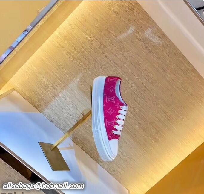 New Style Louis Vuitton Monogram Denim Stellar Sneakers LV95610 Fuchsia 2019