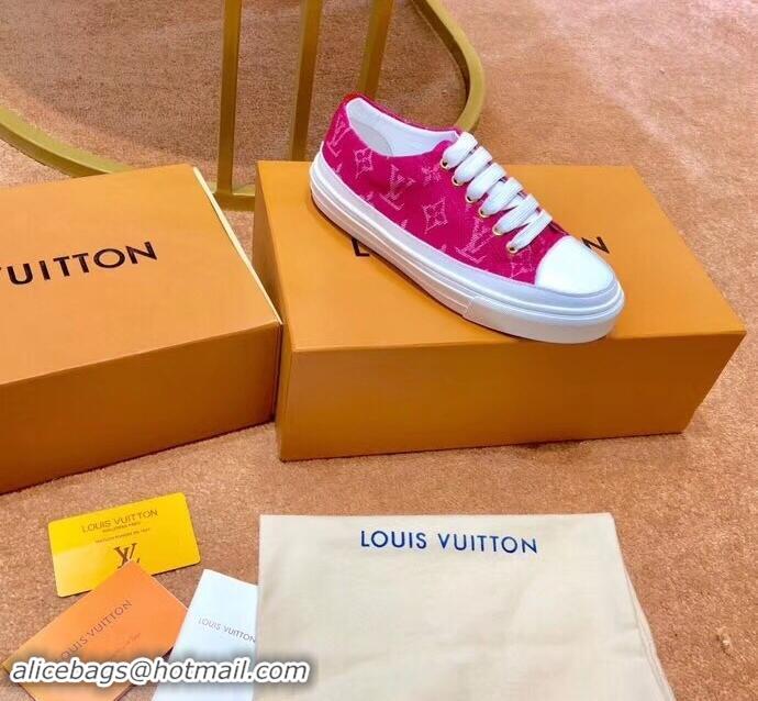 New Style Louis Vuitton Monogram Denim Stellar Sneakers LV95610 Fuchsia 2019