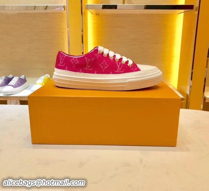 New Style Louis Vuitton Monogram Denim Stellar Sneakers LV95610 Fuchsia 2019