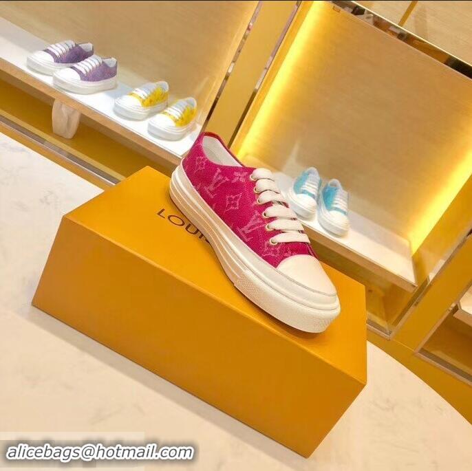 New Style Louis Vuitton Monogram Denim Stellar Sneakers LV95610 Fuchsia 2019