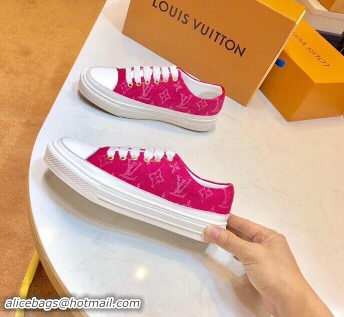 New Style Louis Vuitton Monogram Denim Stellar Sneakers LV95610 Fuchsia 2019