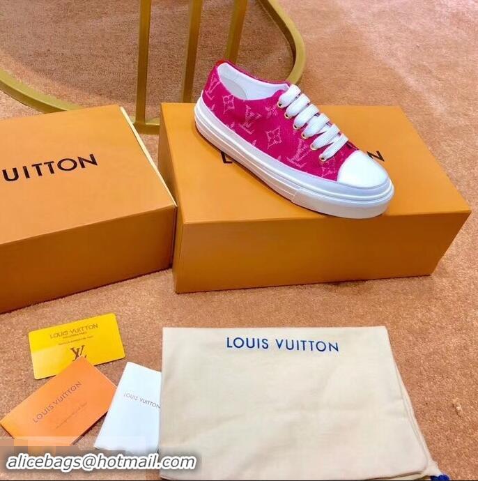 New Style Louis Vuitton Monogram Denim Stellar Sneakers LV95610 Fuchsia 2019