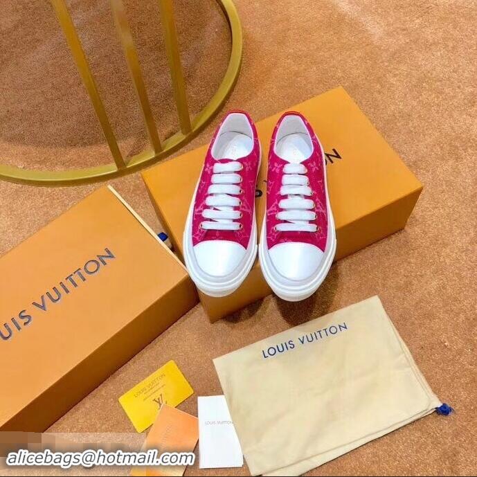 New Style Louis Vuitton Monogram Denim Stellar Sneakers LV95610 Fuchsia 2019