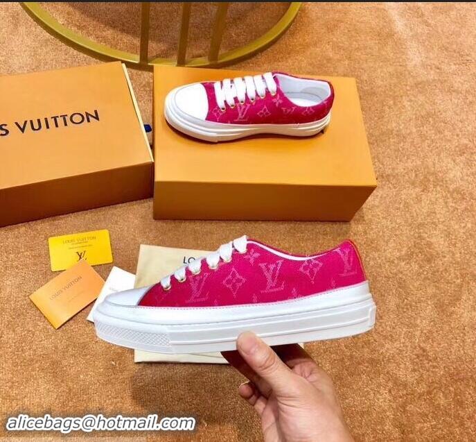 New Style Louis Vuitton Monogram Denim Stellar Sneakers LV95610 Fuchsia 2019