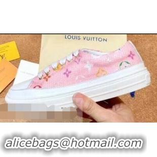 Cheap Design Louis Vuitton Monogram Denim Stellar Sneakers LV95614 Pink 2019