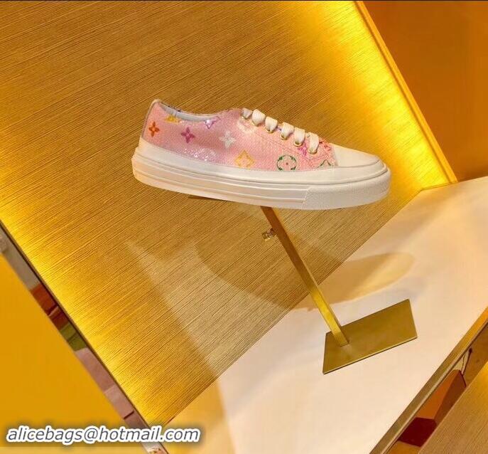 Cheap Design Louis Vuitton Monogram Denim Stellar Sneakers LV95614 Pink 2019