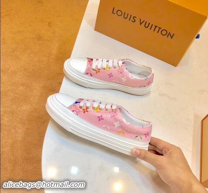 Cheap Design Louis Vuitton Monogram Denim Stellar Sneakers LV95614 Pink 2019