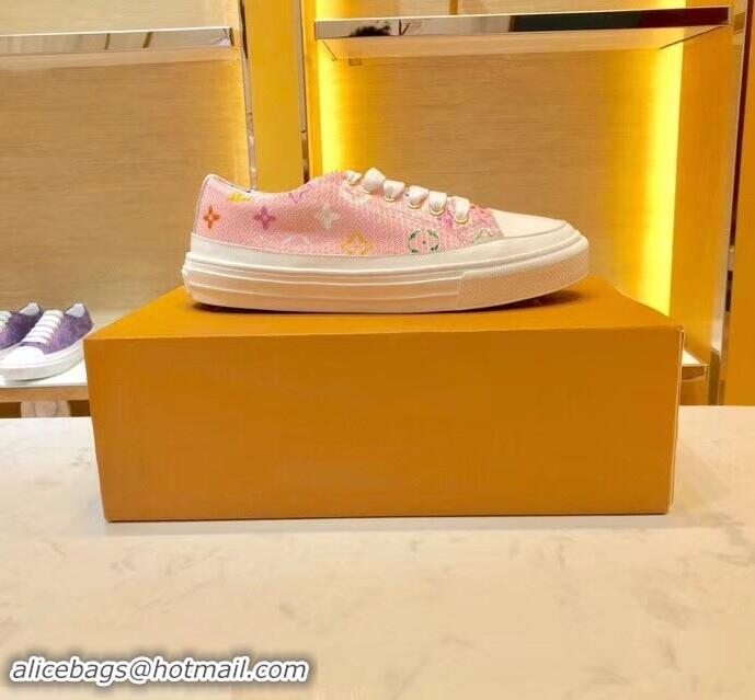 Cheap Design Louis Vuitton Monogram Denim Stellar Sneakers LV95614 Pink 2019