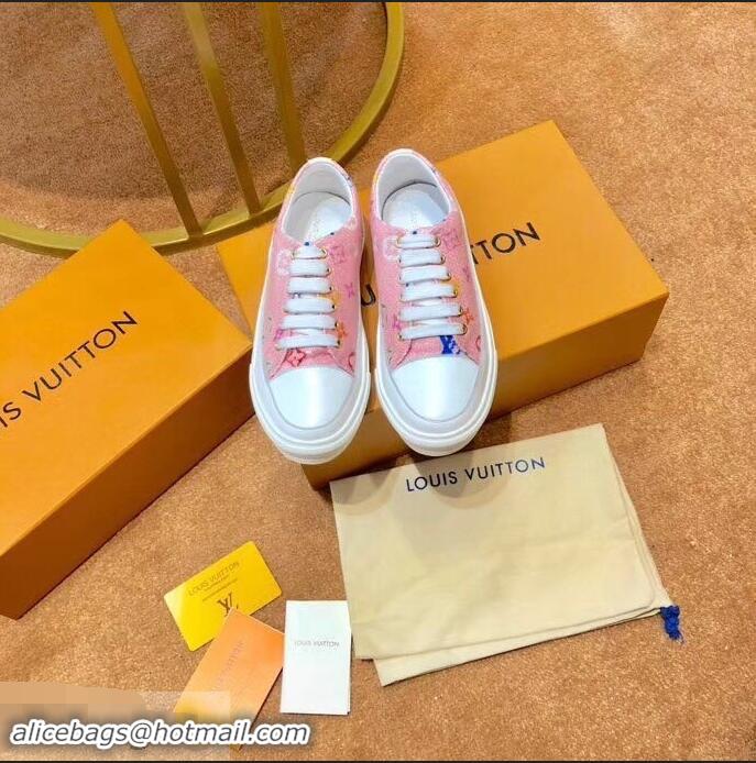 Cheap Design Louis Vuitton Monogram Denim Stellar Sneakers LV95614 Pink 2019