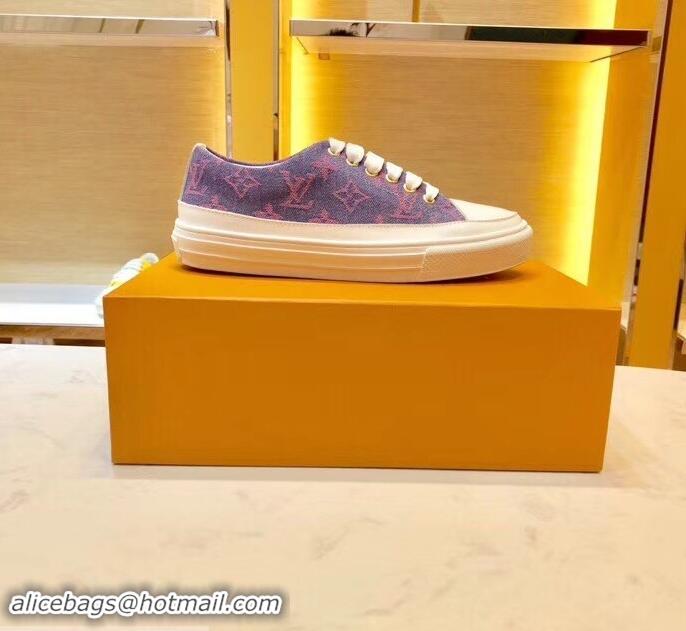 Free Shipping Louis Vuitton Monogram Denim Stellar Sneakers LV95614 Purple 2019