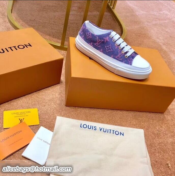 Free Shipping Louis Vuitton Monogram Denim Stellar Sneakers LV95614 Purple 2019