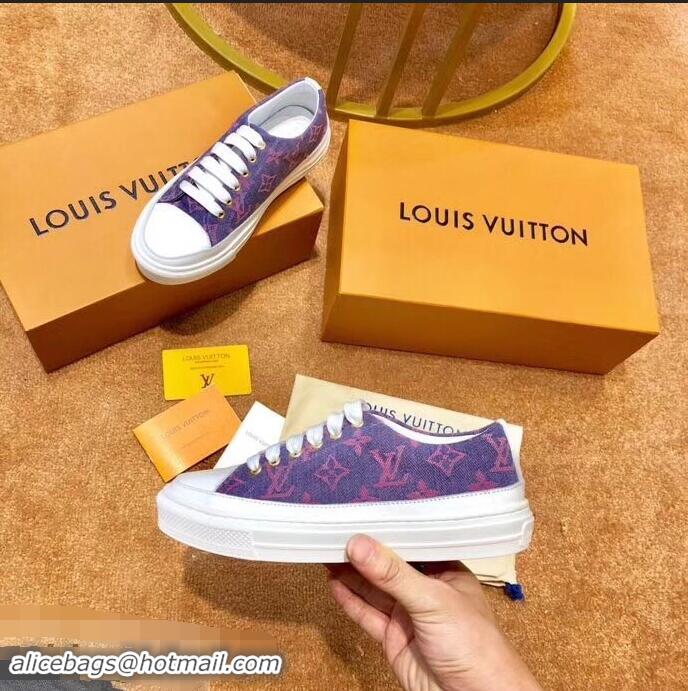 Free Shipping Louis Vuitton Monogram Denim Stellar Sneakers LV95614 Purple 2019