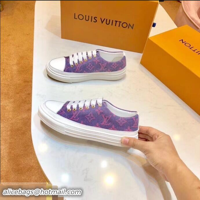 Free Shipping Louis Vuitton Monogram Denim Stellar Sneakers LV95614 Purple 2019