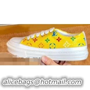 Imitation Louis Vuitton Monogram Denim Stellar Sneakers LV95614 Yellow 2019