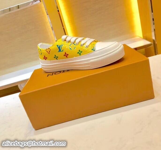 Imitation Louis Vuitton Monogram Denim Stellar Sneakers LV95614 Yellow 2019