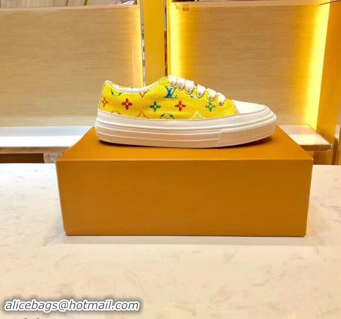 Imitation Louis Vuitton Monogram Denim Stellar Sneakers LV95614 Yellow 2019