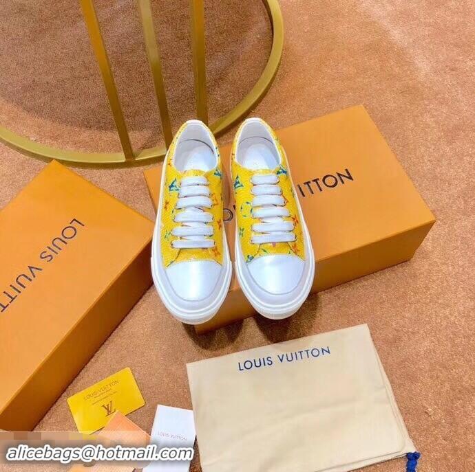 Imitation Louis Vuitton Monogram Denim Stellar Sneakers LV95614 Yellow 2019