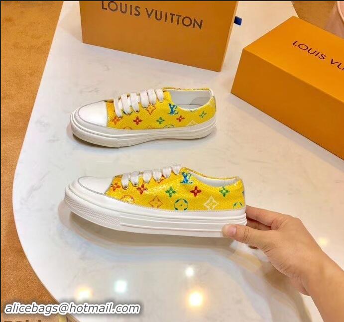 Imitation Louis Vuitton Monogram Denim Stellar Sneakers LV95614 Yellow 2019