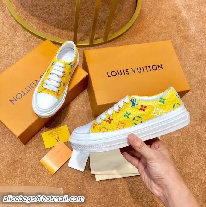 Imitation Louis Vuitton Monogram Denim Stellar Sneakers LV95614 Yellow 2019