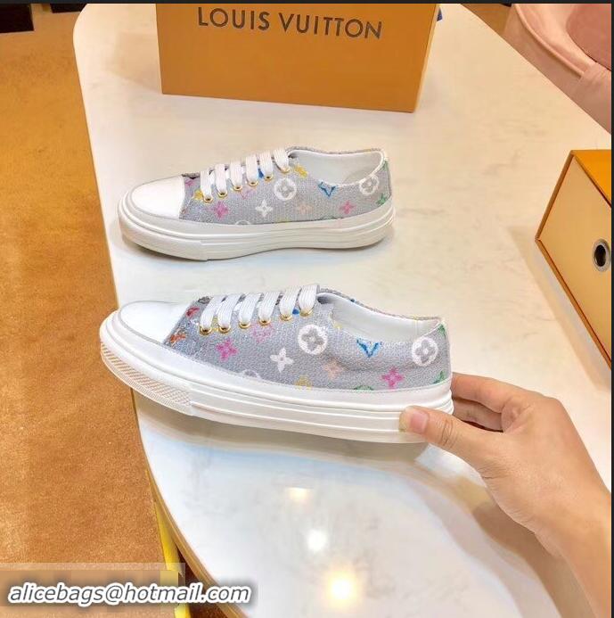 Top Grade Louis Vuitton Monogram Denim Stellar Sneakers LV95614 Silver 2019