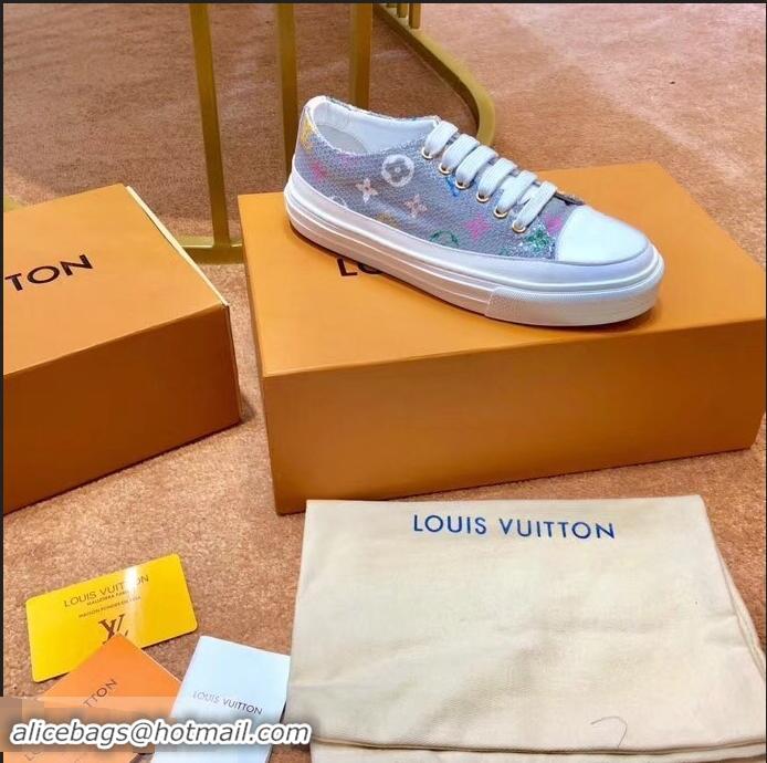 Top Grade Louis Vuitton Monogram Denim Stellar Sneakers LV95614 Silver 2019