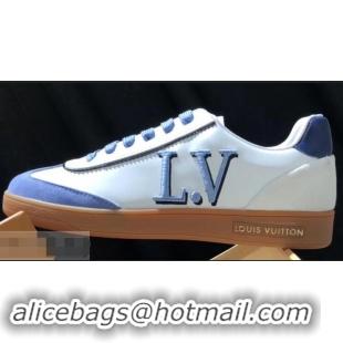 Top Design Louis Vuitton Embroidered LV Frontrow Sneakers LV95301 Blue 2019