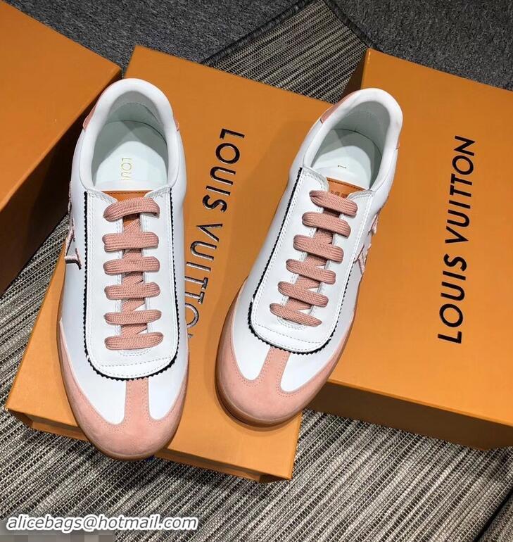 Buy Cheap Louis Vuitton Embroidered LV Frontrow Sneakers LV95301 Pink 2019