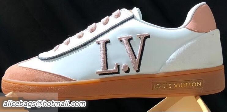 Buy Cheap Louis Vuitton Embroidered LV Frontrow Sneakers LV95301 Pink 2019