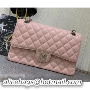 Sophisticated Chanel 1112 medium Flap Bag Light pink in caviar Leather with silver Hardware 