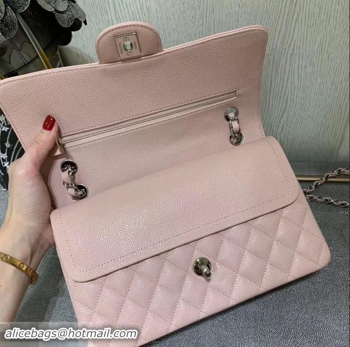 Sophisticated Chanel 1112 medium Flap Bag Light pink in caviar Leather with silver Hardware 