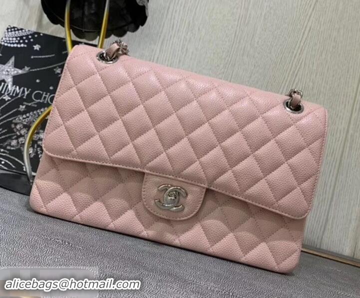 Sophisticated Chanel 1112 medium Flap Bag Light pink in caviar Leather with silver Hardware 