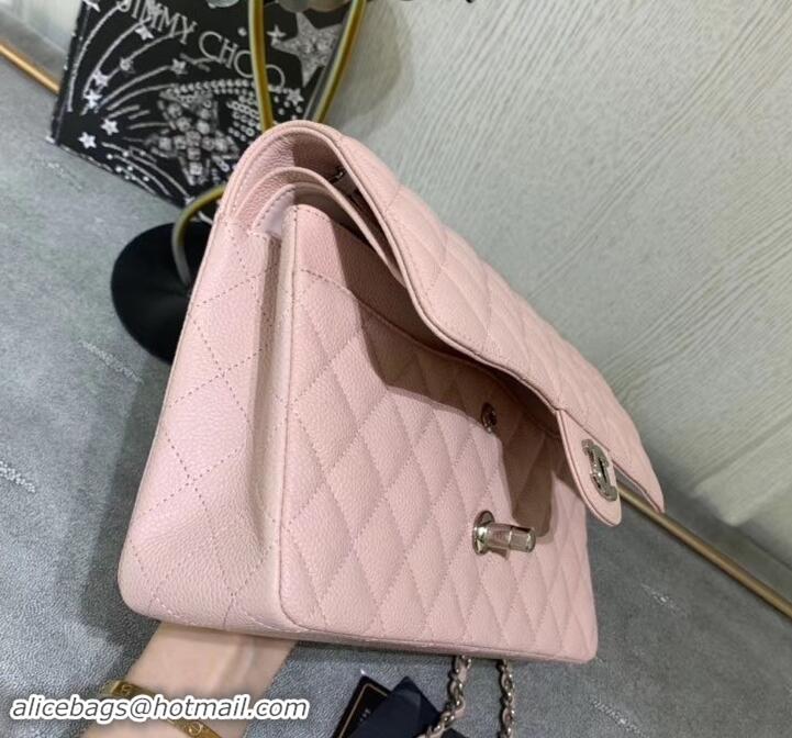 Sophisticated Chanel 1112 medium Flap Bag Light pink in caviar Leather with silver Hardware 