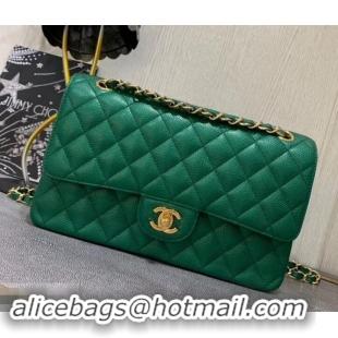 Luxury Hot Chanel 1112 Caviar Medium Classic Flap Bag Green with gold hardware