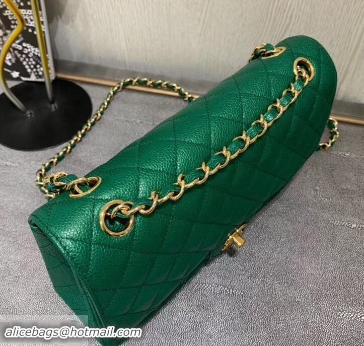 Luxury Hot Chanel 1112 Caviar Medium Classic Flap Bag Green with gold hardware