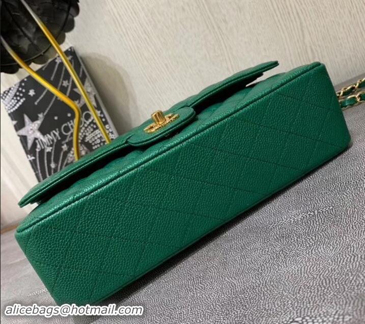 Luxury Hot Chanel 1112 Caviar Medium Classic Flap Bag Green with gold hardware