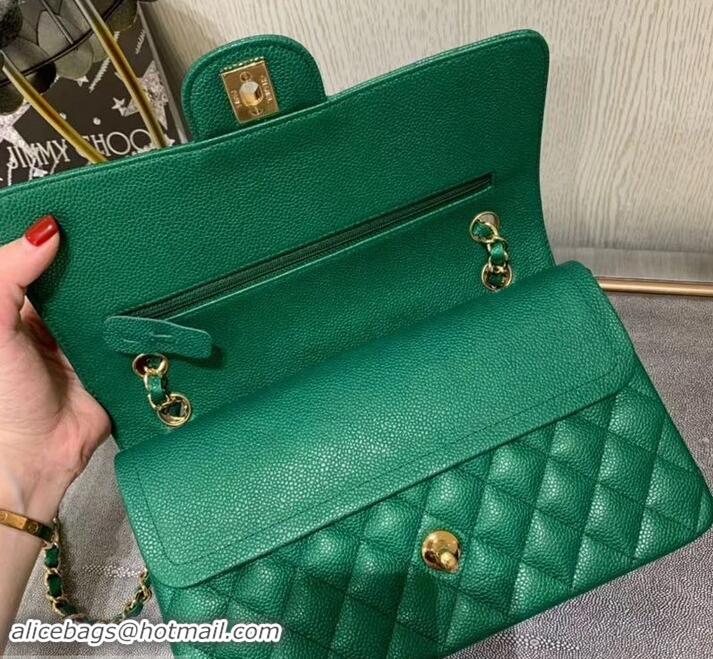 Luxury Hot Chanel 1112 Caviar Medium Classic Flap Bag Green with gold hardware