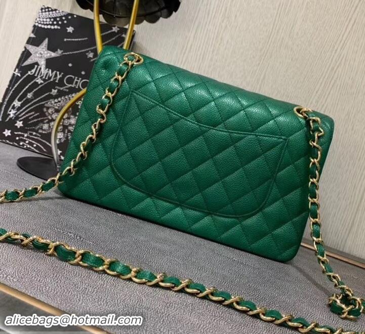 Luxury Hot Chanel 1112 Caviar Medium Classic Flap Bag Green with gold hardware