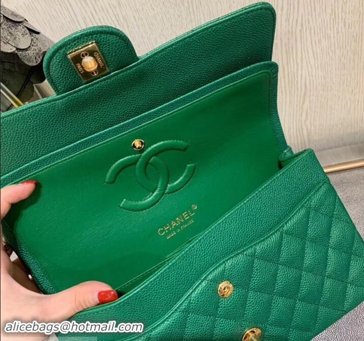 Luxury Hot Chanel 1112 Caviar Medium Classic Flap Bag Green with gold hardware