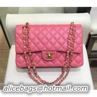 Luxury Chanel Caviar leather 1112 Classic Medium Flap Bag Dark Pink with gold hardware