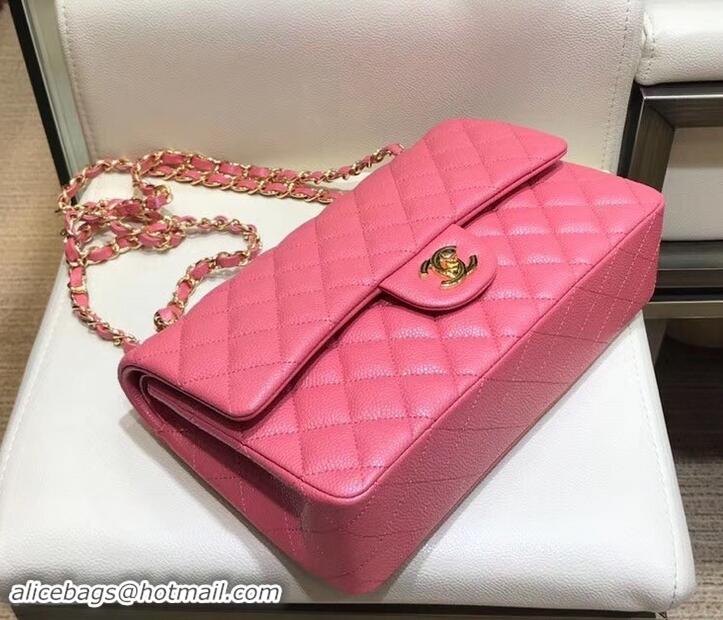 Luxury Chanel Caviar leather 1112 Classic Medium Flap Bag Dark Pink with gold hardware